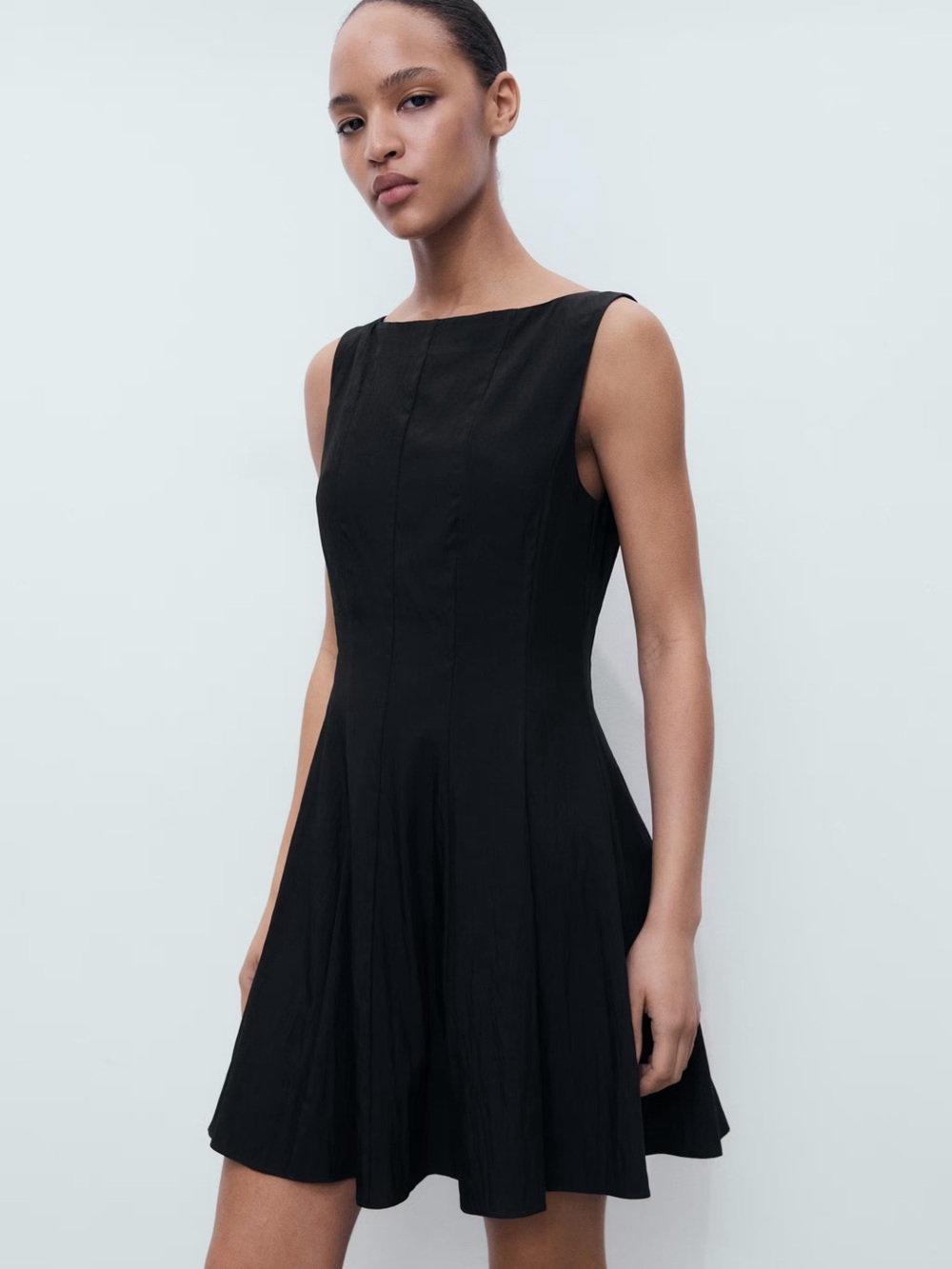Mango Black Sleeveless Fit-and-Flare Mini Dress